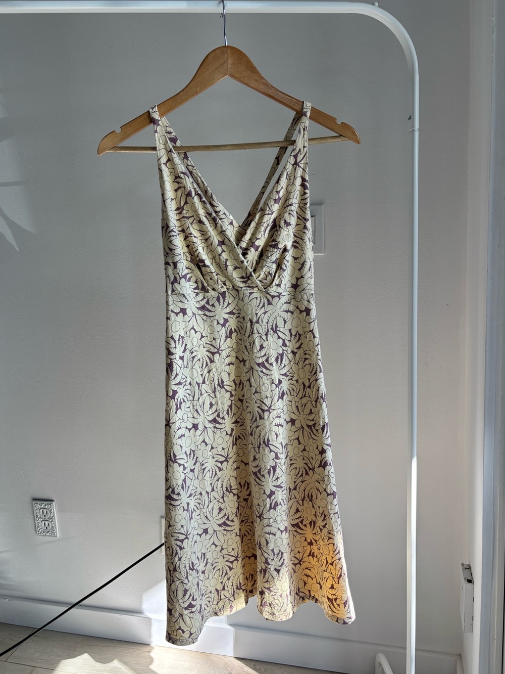 Patagonia Butter Yellow and Lavender Floral Organic Cotton Dress Size M